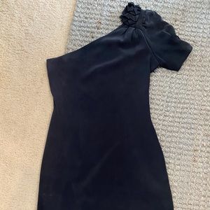 100% silk one shoulder ruffle LBD!